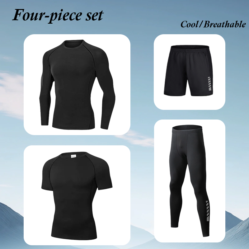 Running Gear Long Sleeve - بدلة رياضية عصرية للرجال عالية المرونة،