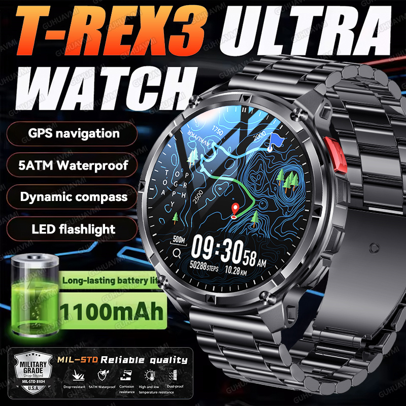 Gps Running Watch - 2026 جديد T-Rex3 Ultra 1100Mah العسكرية