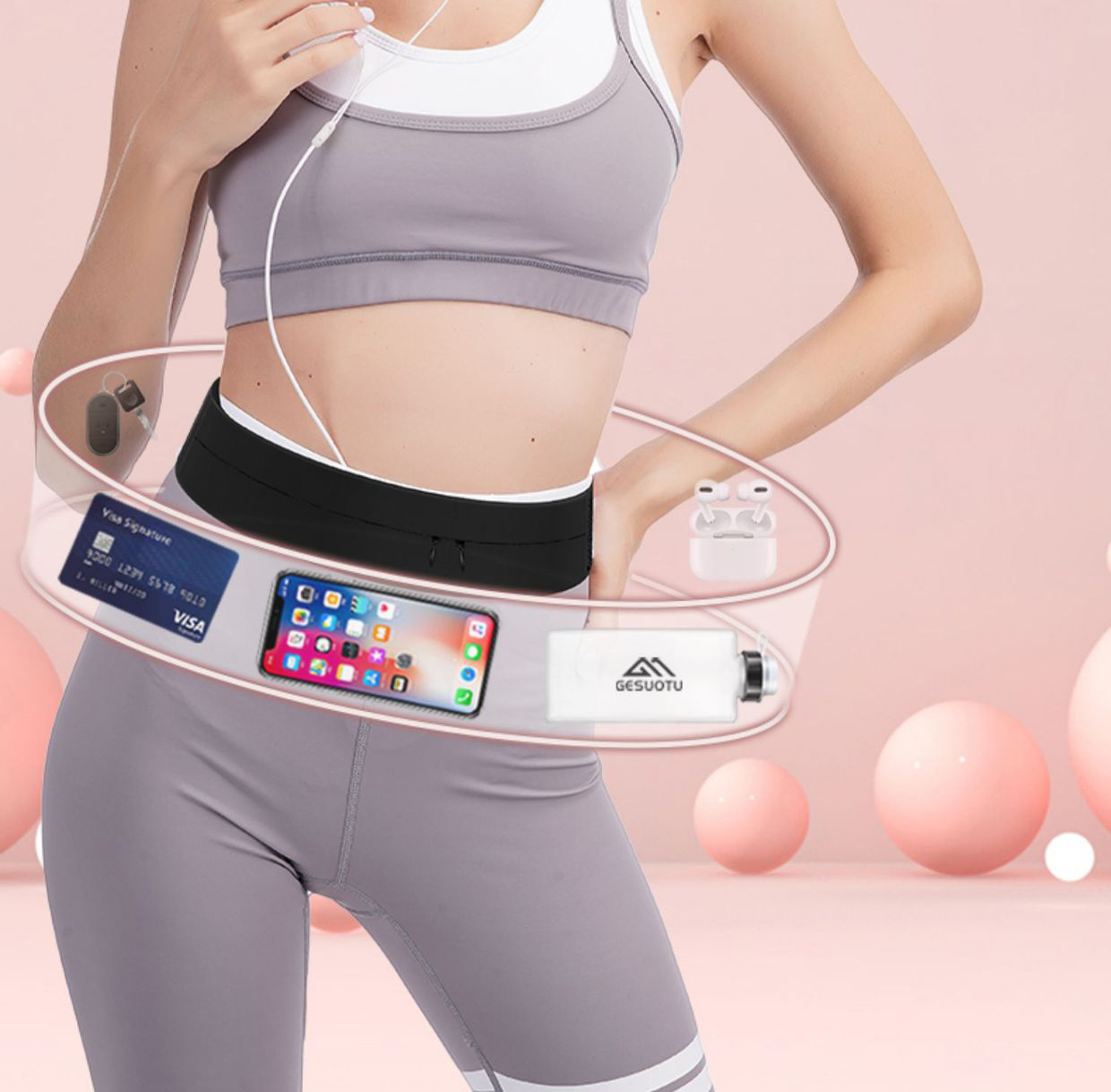 حزام ركض حقيبة الخصر مع زجاجة  - مراجعة Running Jogging Gear وسعره