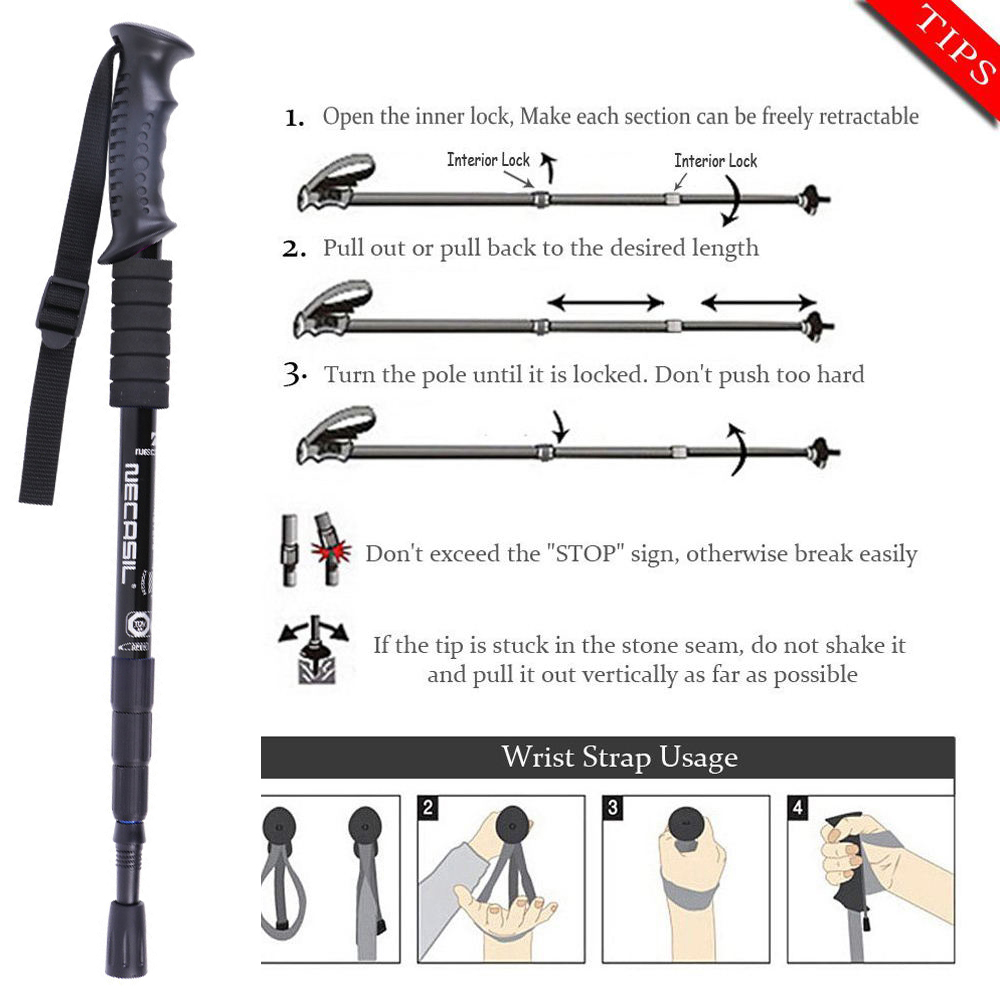 القطب تلسكوبي الألومنيوم الشما - مراجعة Trekking Pole Carbon وسعره