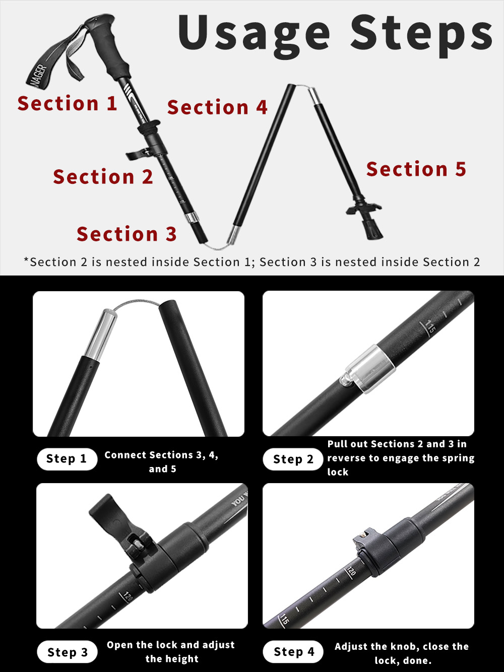 طوي الرحلات القطب 7075 الألومن - مراجعة Trekking Pole Carbon وسعره